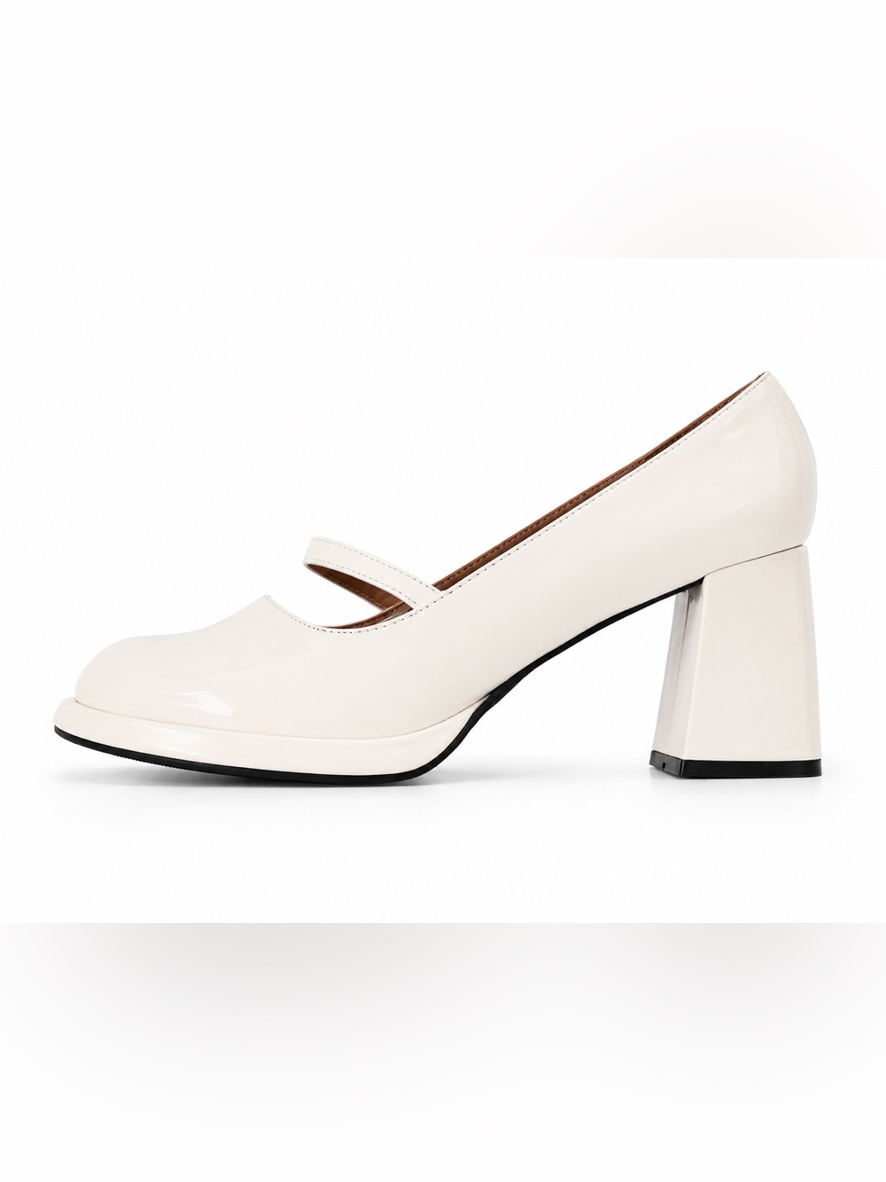 Ivory Patent Mary Jane Block Heels